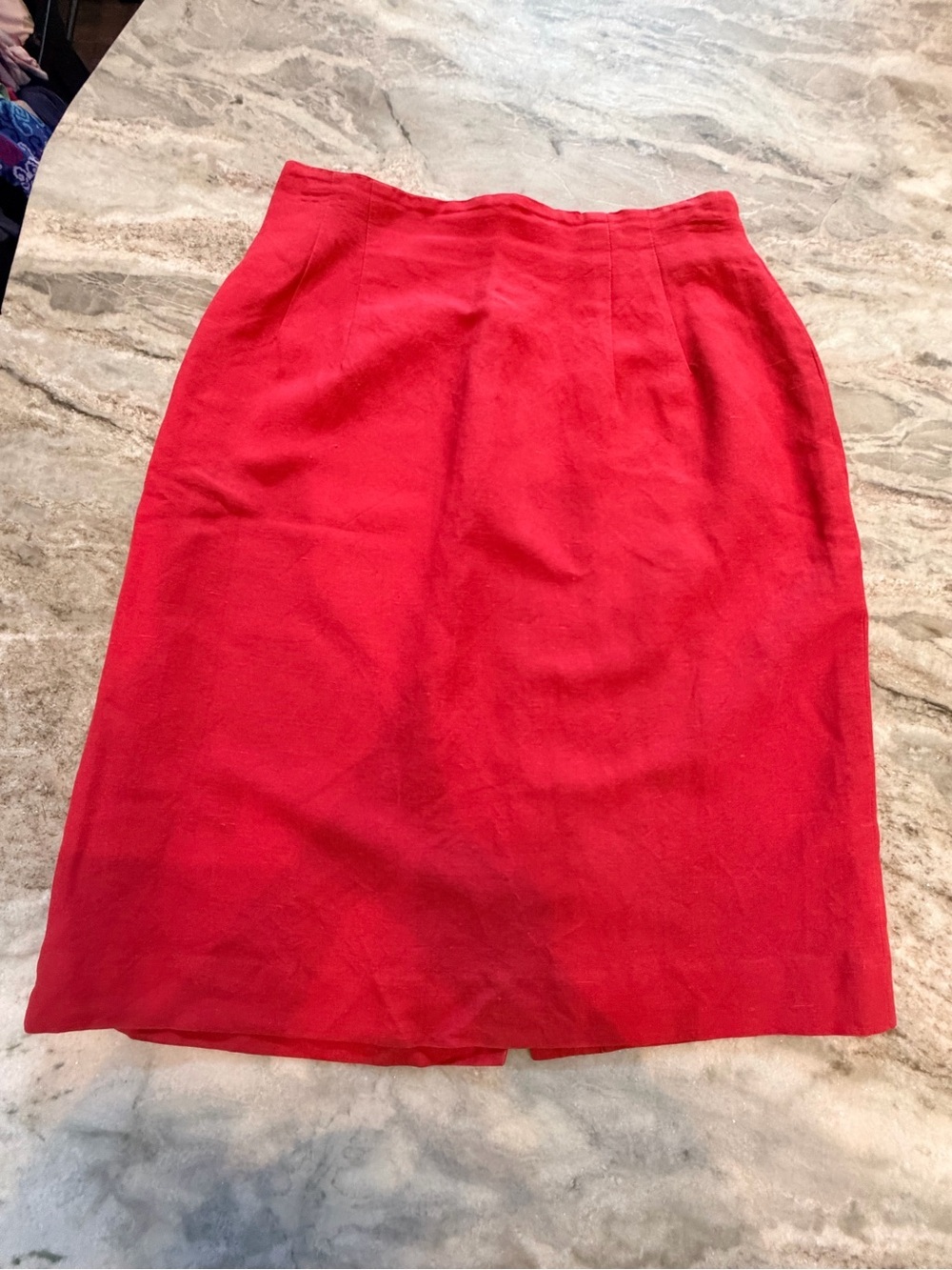 Emma James Size 8 Red Linen Blend Straight Midi Skirt Fully Lined